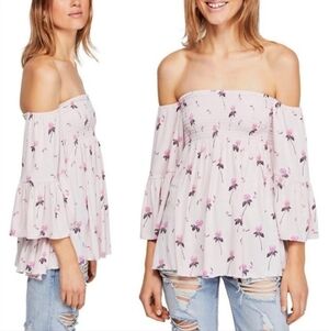 Free People Lana Off-The-Shoulder Top with Printed Cloudberries.